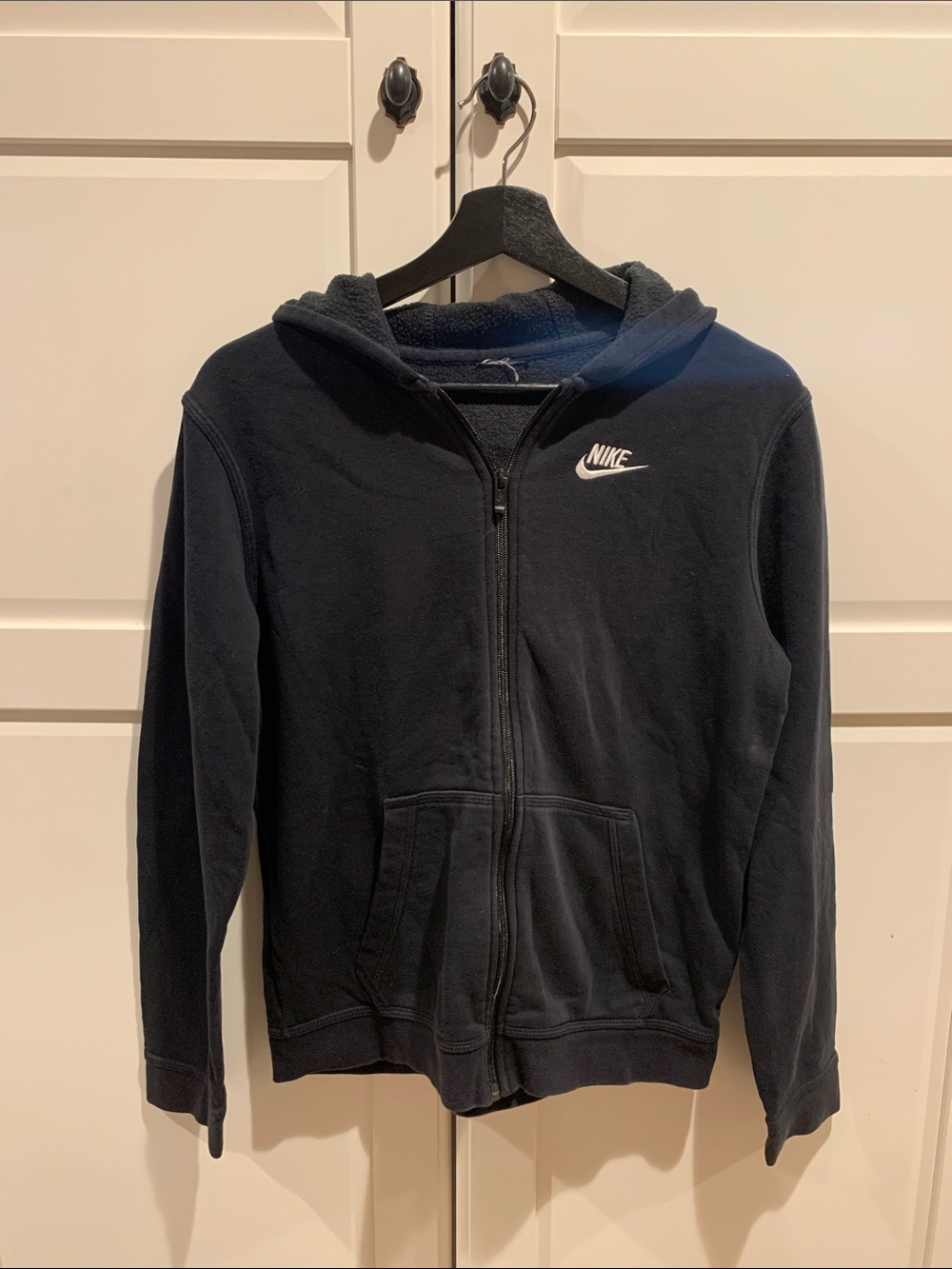 Nike Black Full-Zip Hoodie with White Swoosh